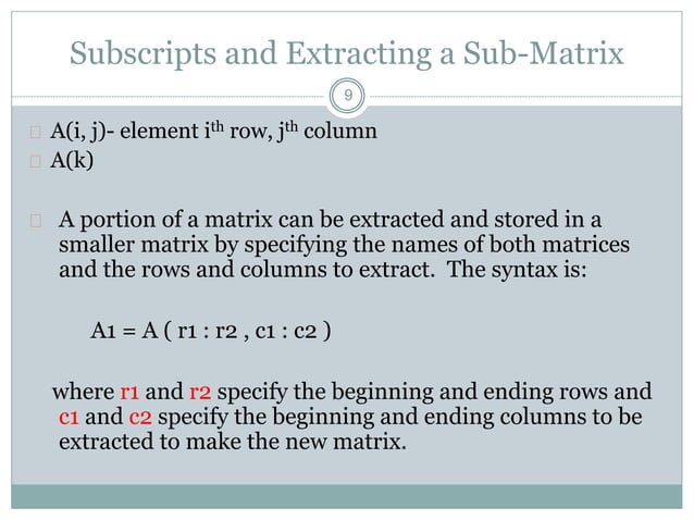 Matlab matrices and arrays | PPTX