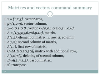 Matlab matrices and arrays