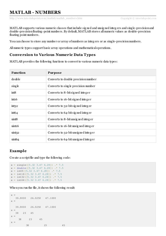 Matlab Print Number | Display Format for Numeric Values – EKZT