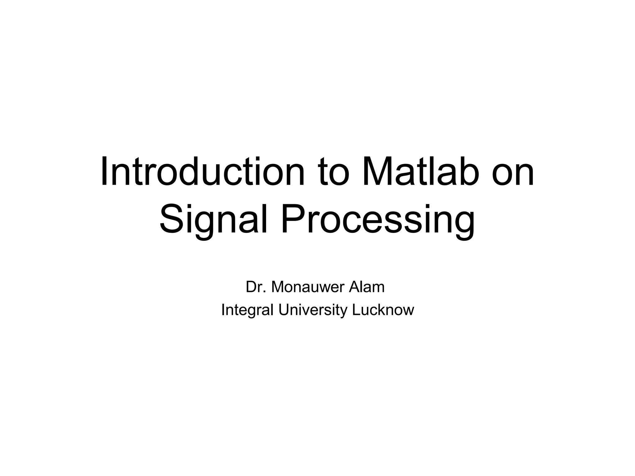 Matlab on basic mathematics | PPT