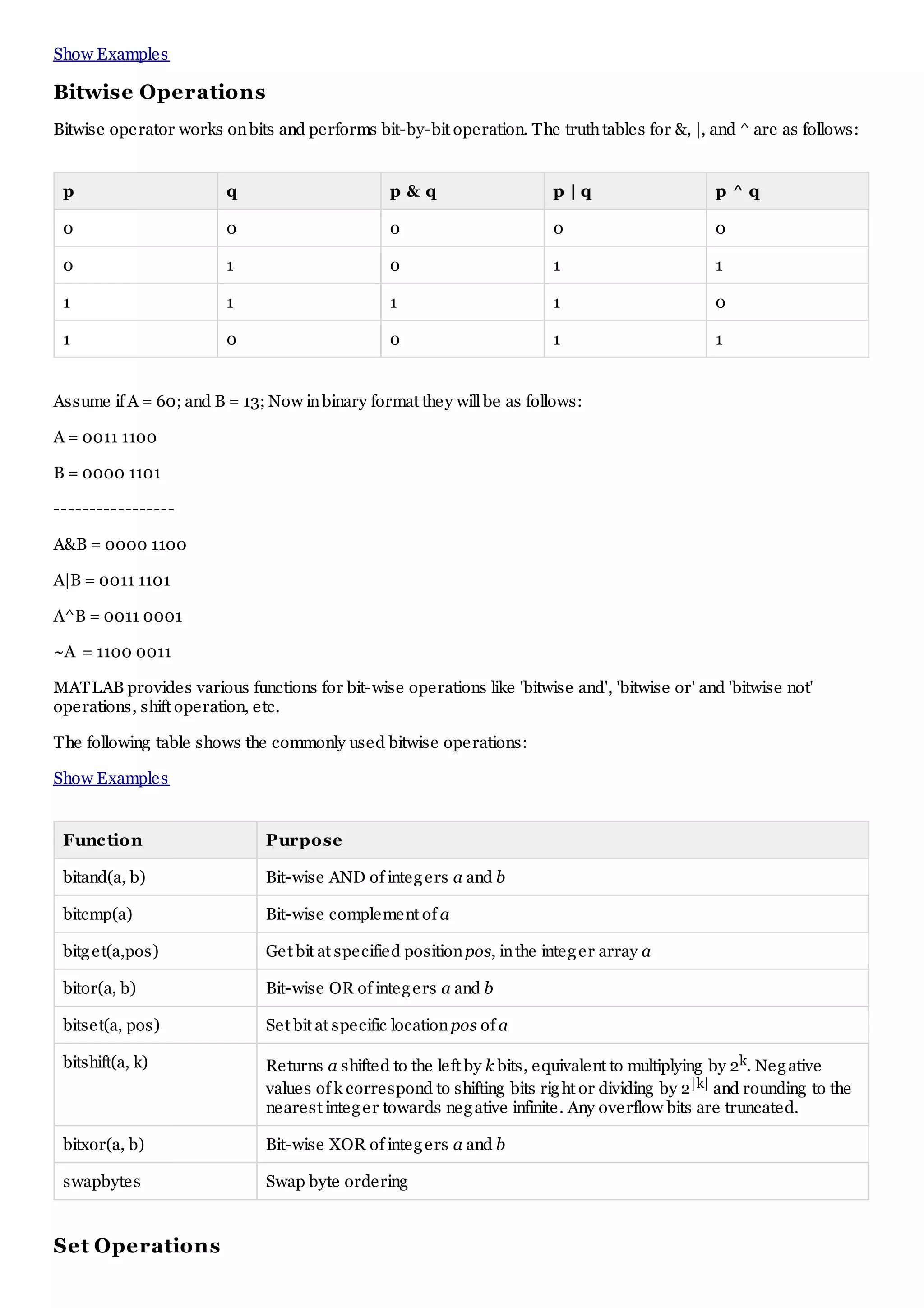 Matlab operators | PDF