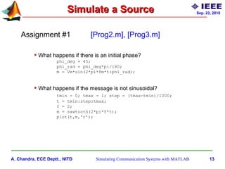 Simulating communication systems with MATLAB: An introduction | PPT