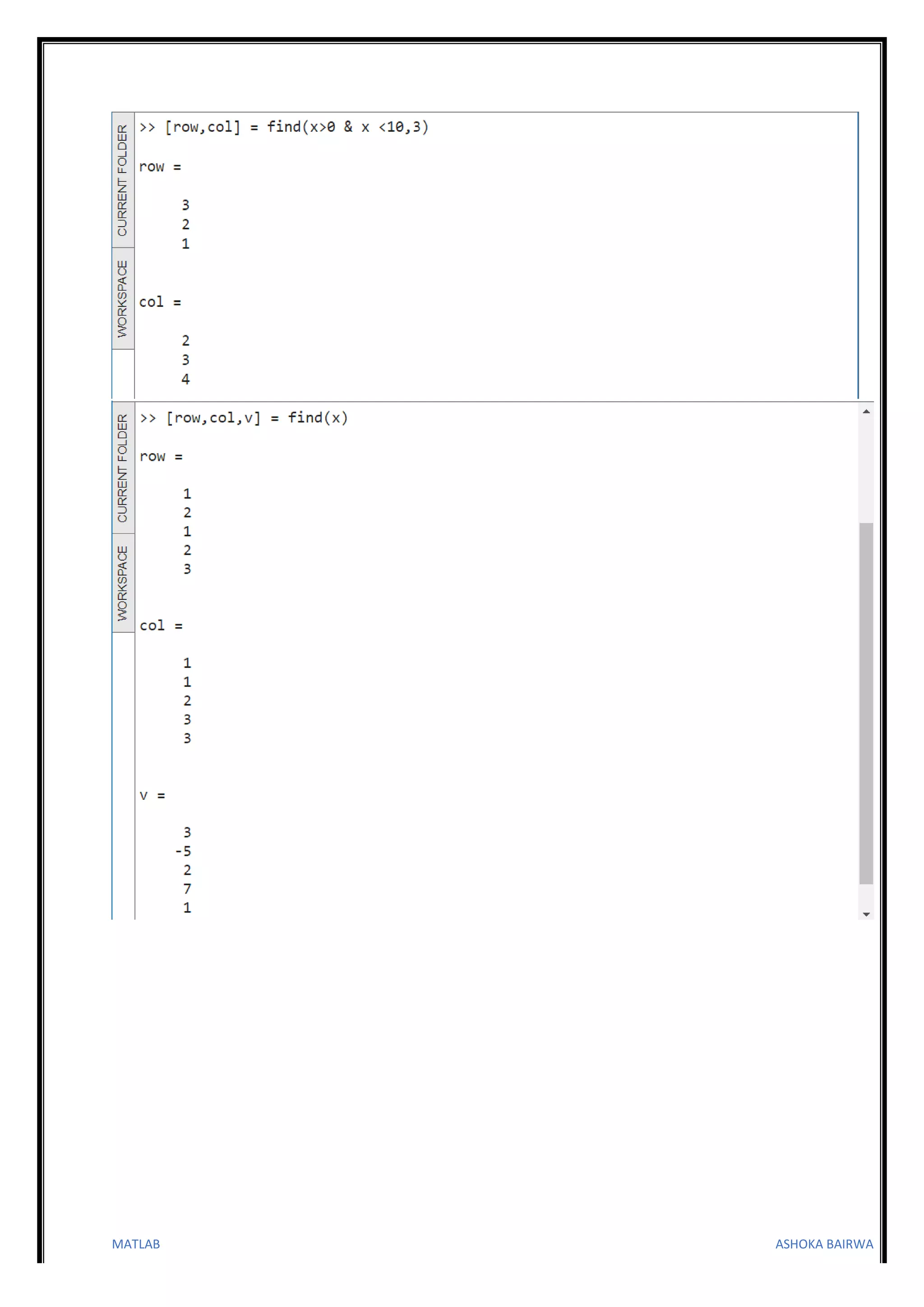 MATLAB ASHOKA BAIRWA
 
