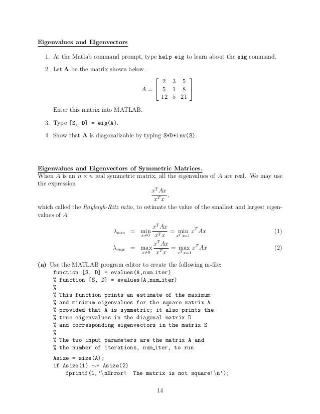get eigenvalues matlab get eigenvalues matlab