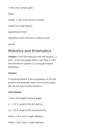 Matlab problems and solutions for Freshers | PDF