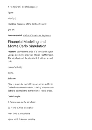 Matlab problems and solutions for Freshers | PDF