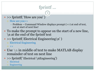 MATLAB programming tips 2 - Input and Output Commands | PPTX ...