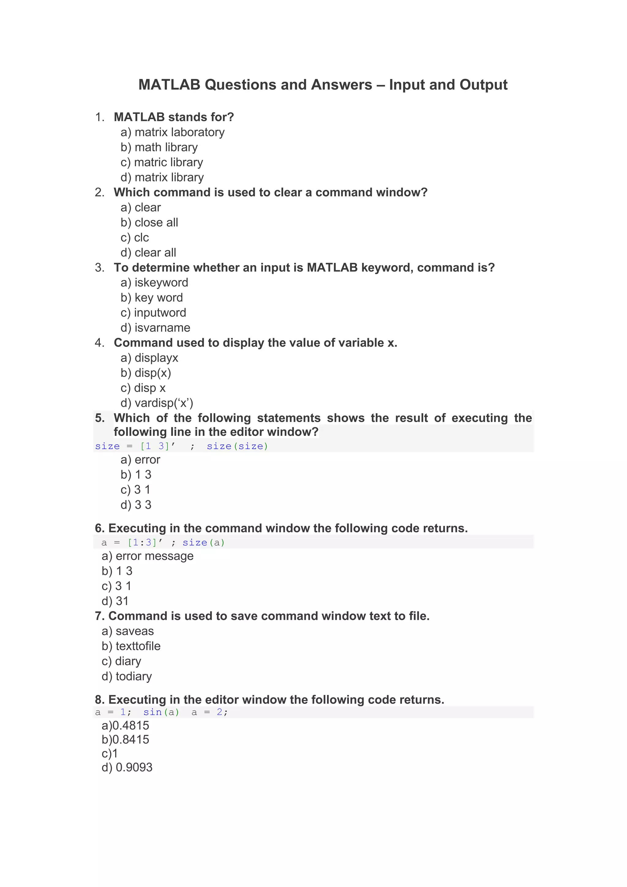 MATLAB Questions and Answers.pdf