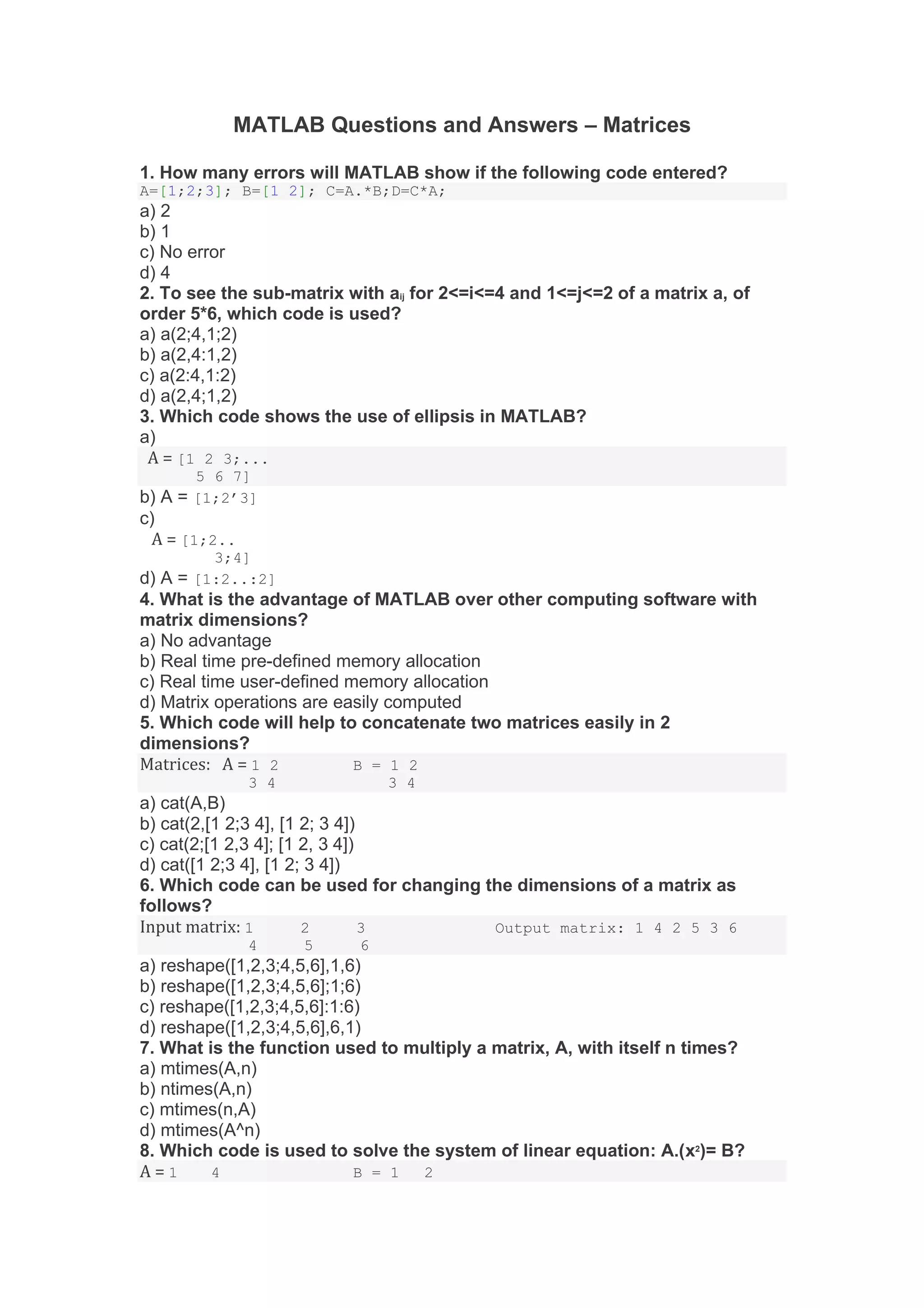 MATLAB Questions and Answers.pdf