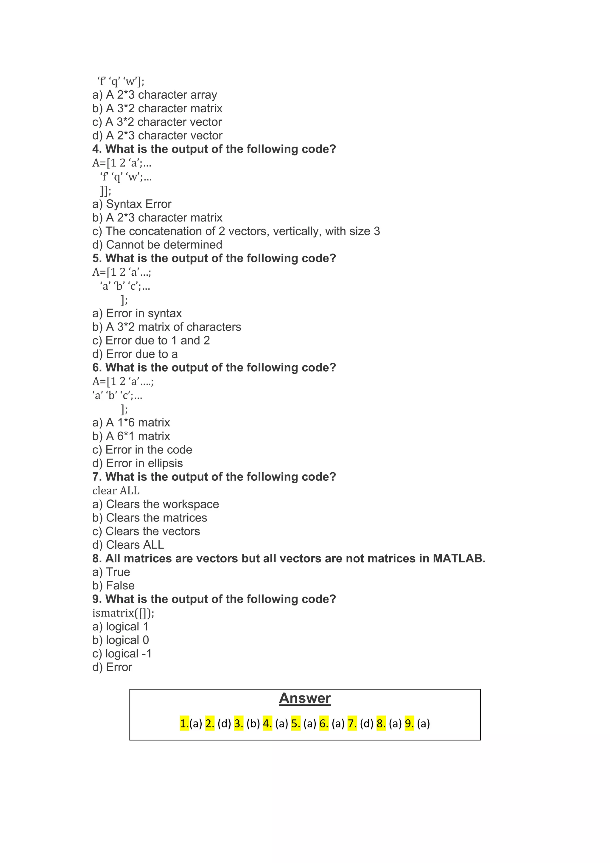 MATLAB Questions and Answers.pdf