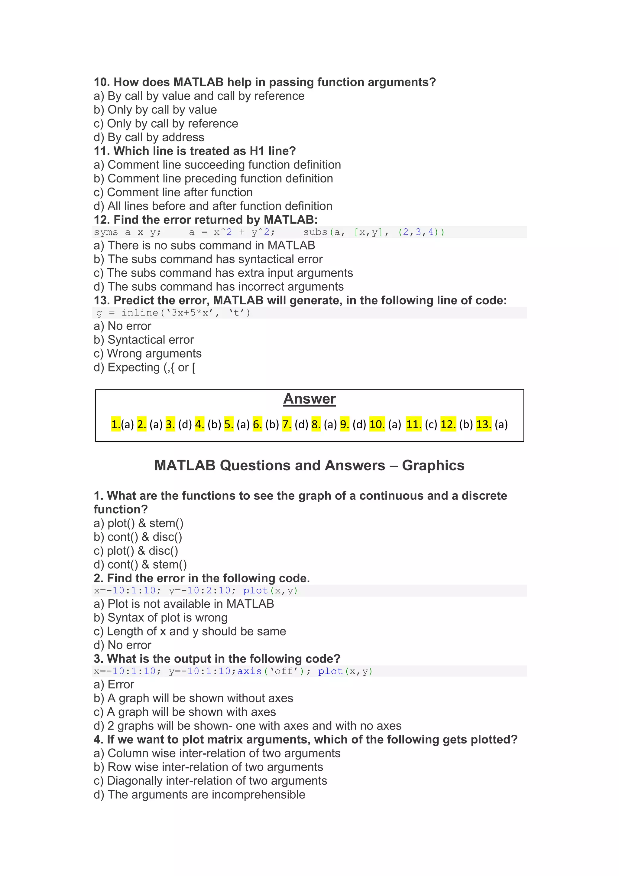 MATLAB Questions and Answers.pdf