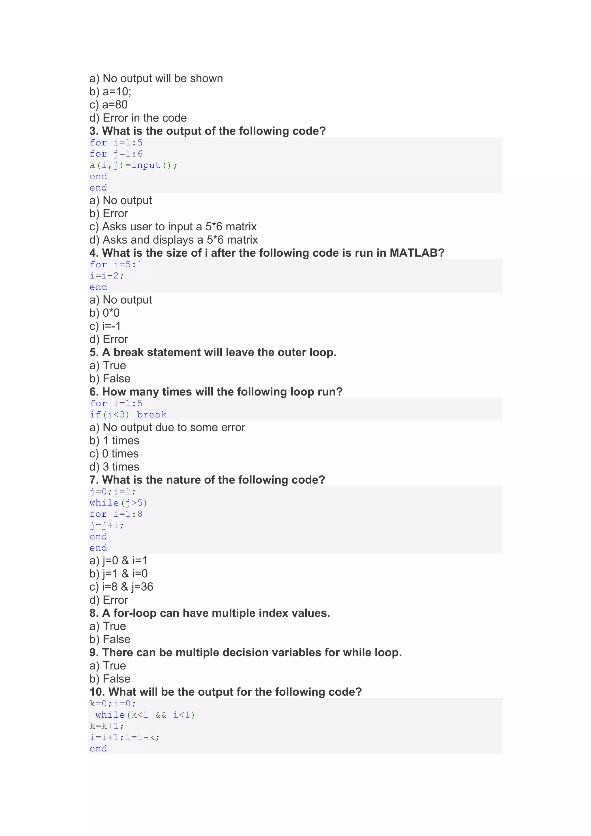 MATLAB Questions and Answers.pdf