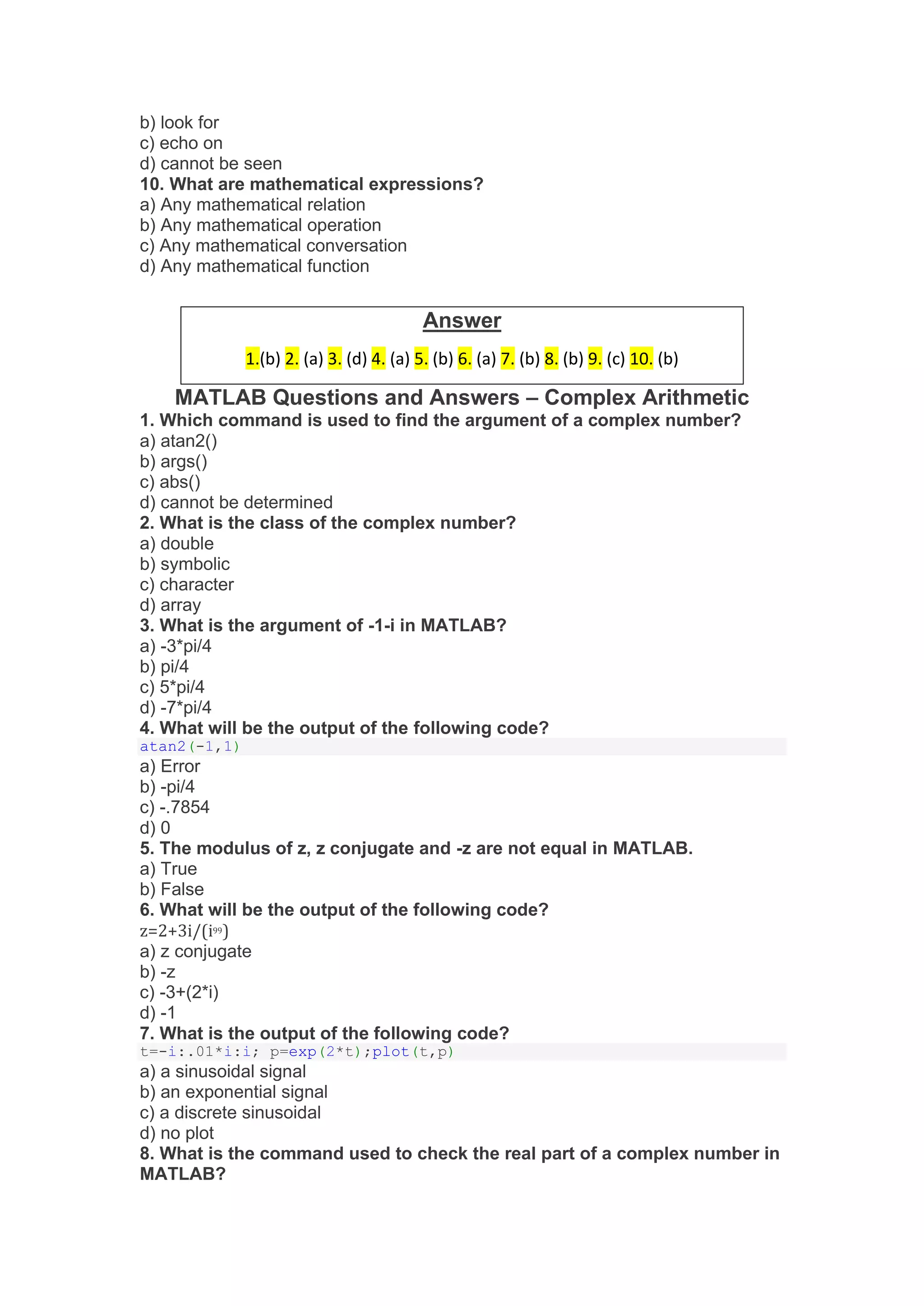 MATLAB Questions and Answers.pdf