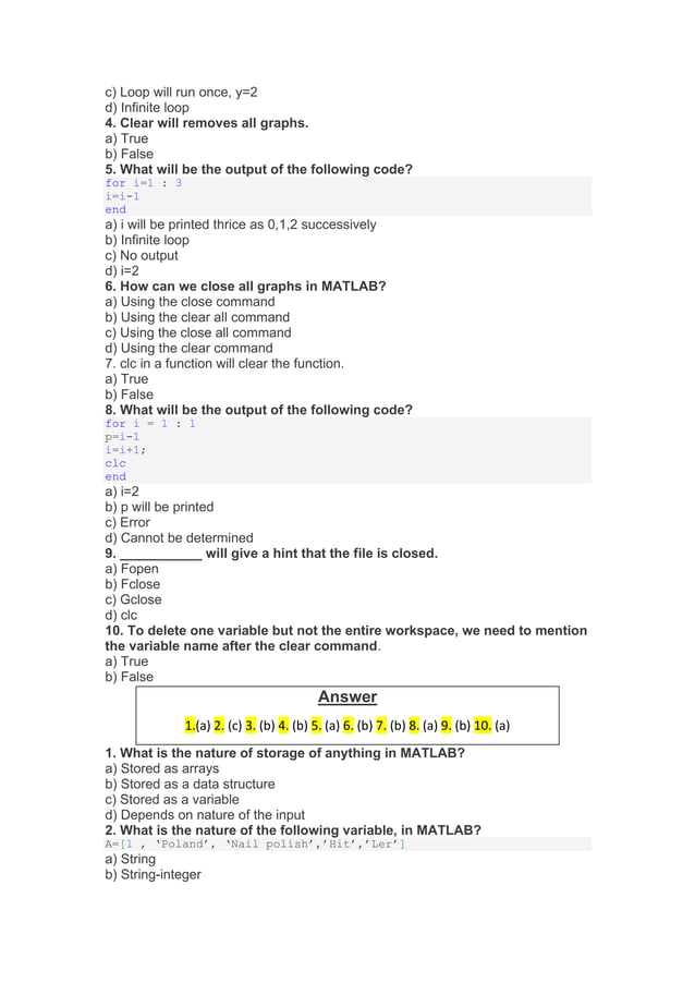 MATLAB Questions and Answers.pdf