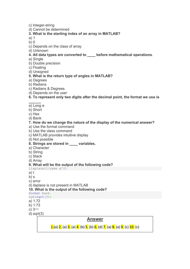 MATLAB Questions and Answers.pdf