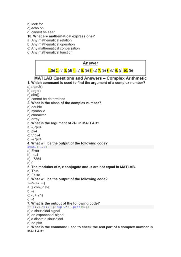 MATLAB Questions and Answers.pdf