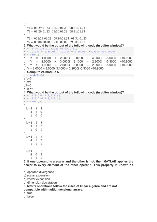 MATLAB Questions and Answers.pdf