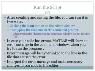 Introduction to Matlab Scripts | PPT