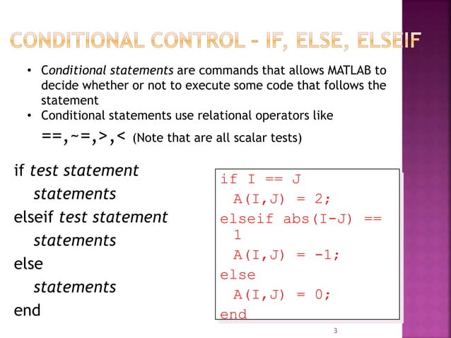 Conditional Control in MATLAB Scripts | PPTX