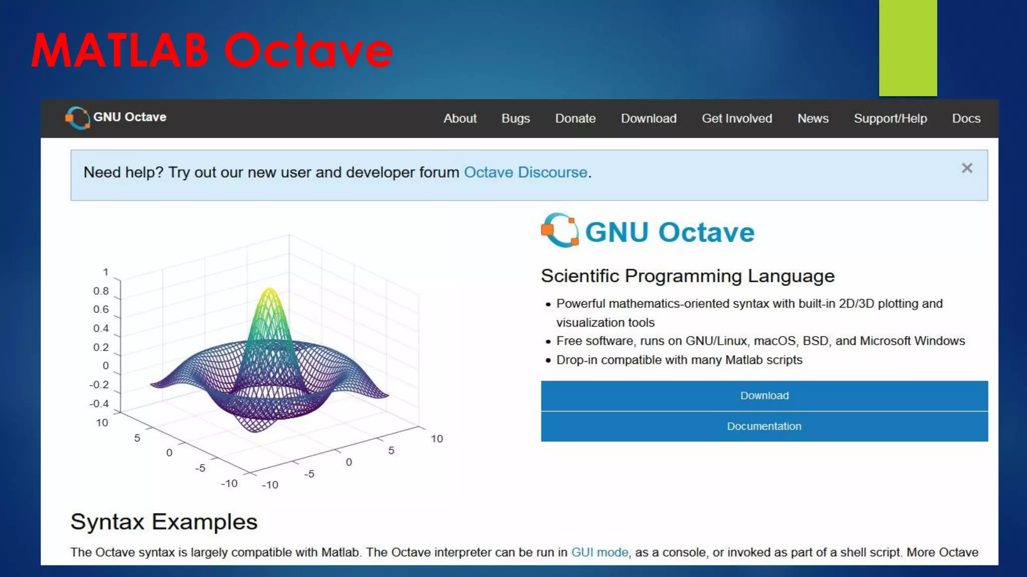 MATLAB Octave
 