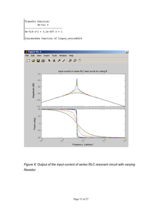 MATLAB SIMULATIONS OF SERIES RESONANT CIRCUIT | DOC