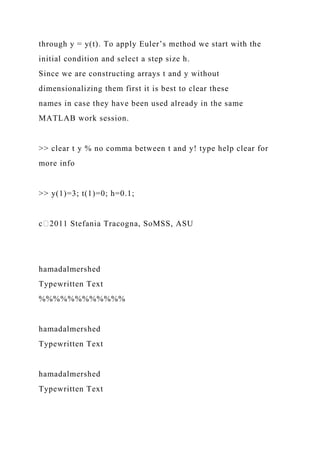 MATLAB sessions Laboratory 3MAT 275 Laboratory 3Numeric.docx