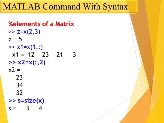 INTRODUCTION TO MATLAB session with notes | PPT