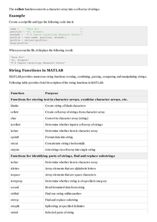 Matlab strings | PDF