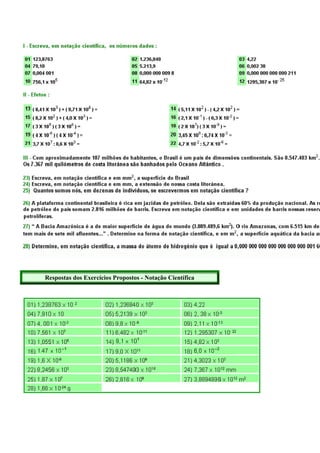 Respostas dos Exercícios Propostos - Notação Científica
 