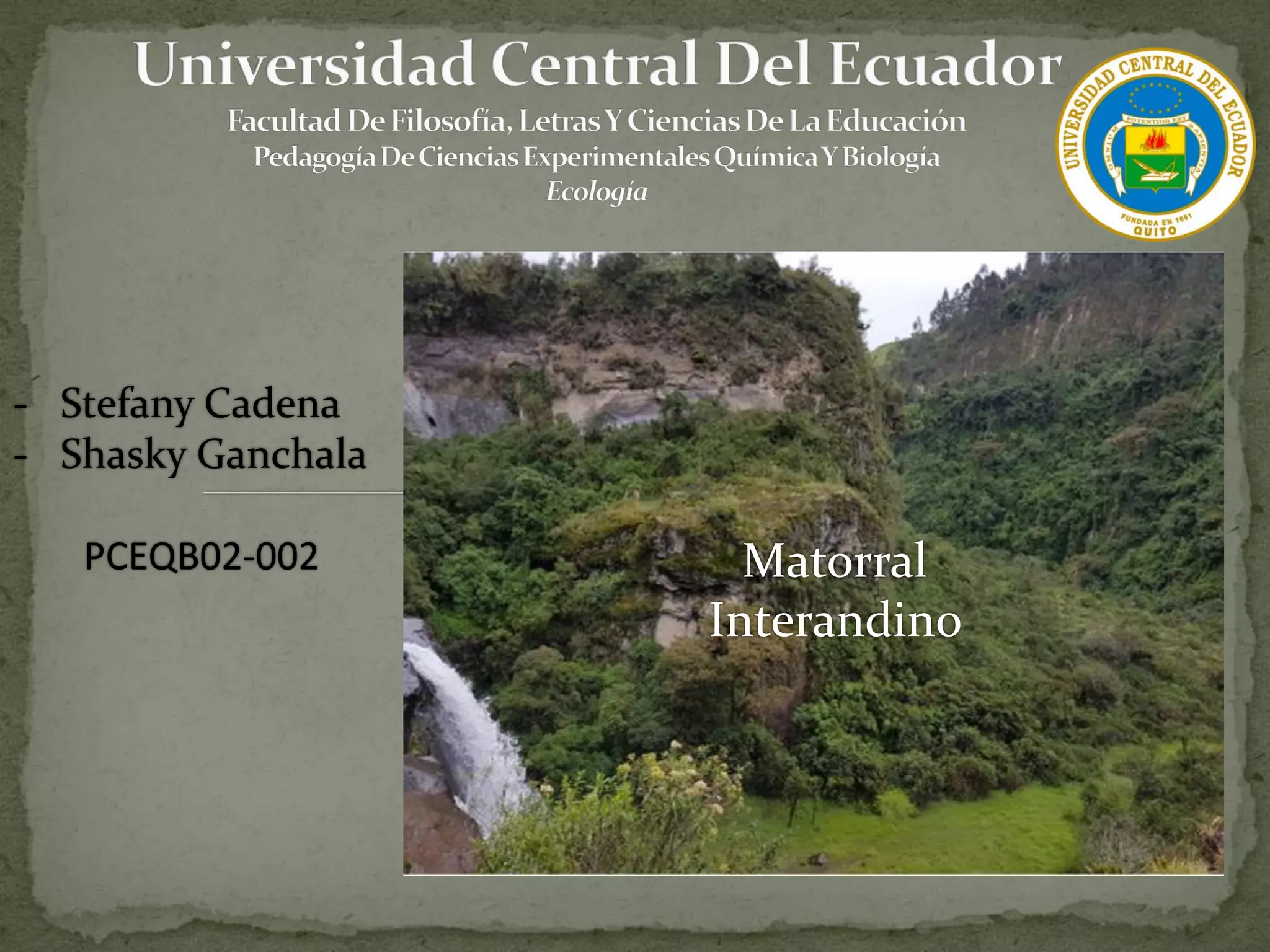 Matorral
Interandino
- Stefany Cadena
- Shasky Ganchala
PCEQB02-002