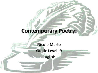 Contemporary Poetry:

     Nicole Marte
     Grade Level: 9
        English
 