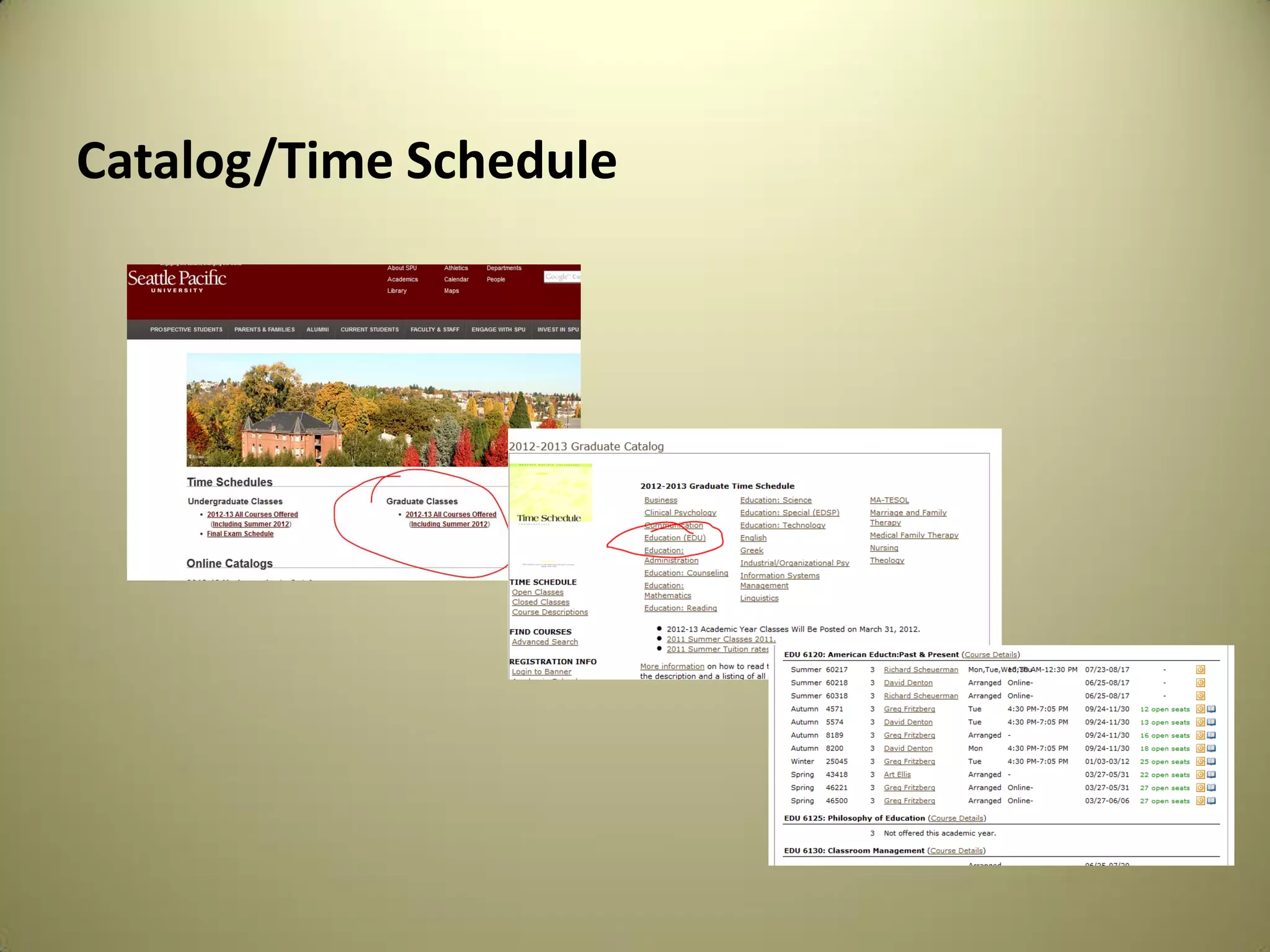 Catalog/Time Schedule
 