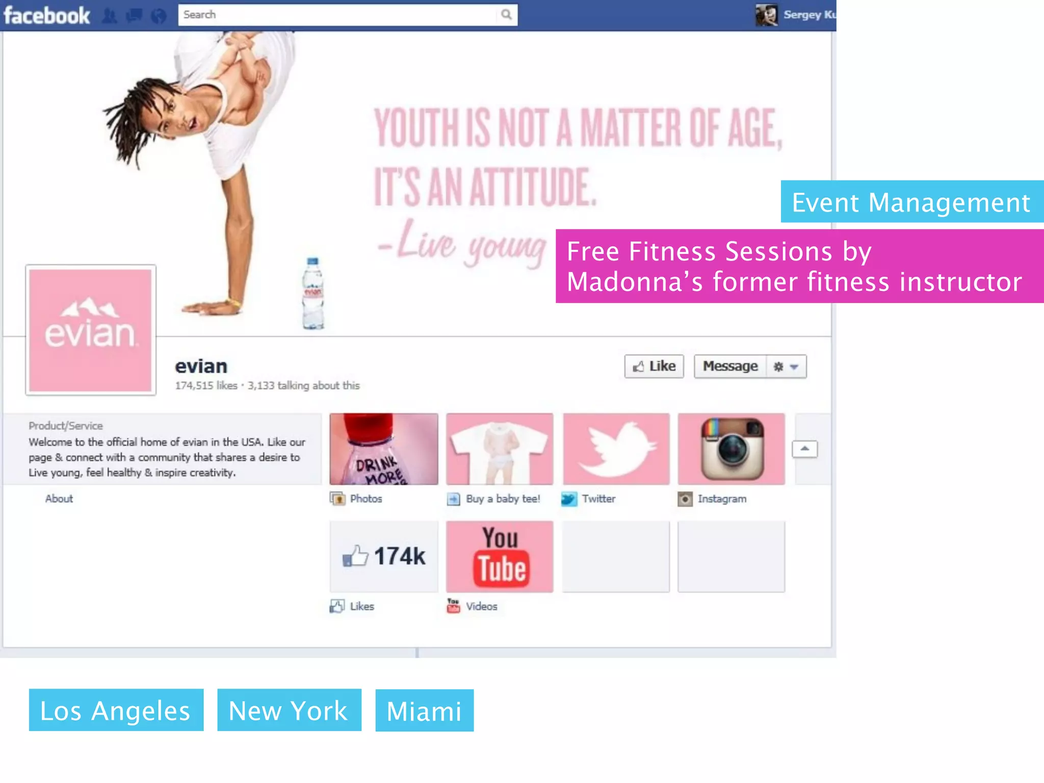 Event Management
                                 Free Fitness Sessions by
                                 Madonna’s former fitness instructor




Los Angeles   New York   Miami
 