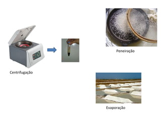Centrifugação Peneiração Evaporação 