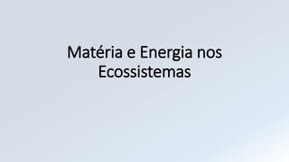 Matéria e Energia nos
Ecossistemas
 