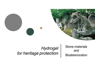 Hydrogel
for heritage protection
Stone materials
and
Biodeterioration
 