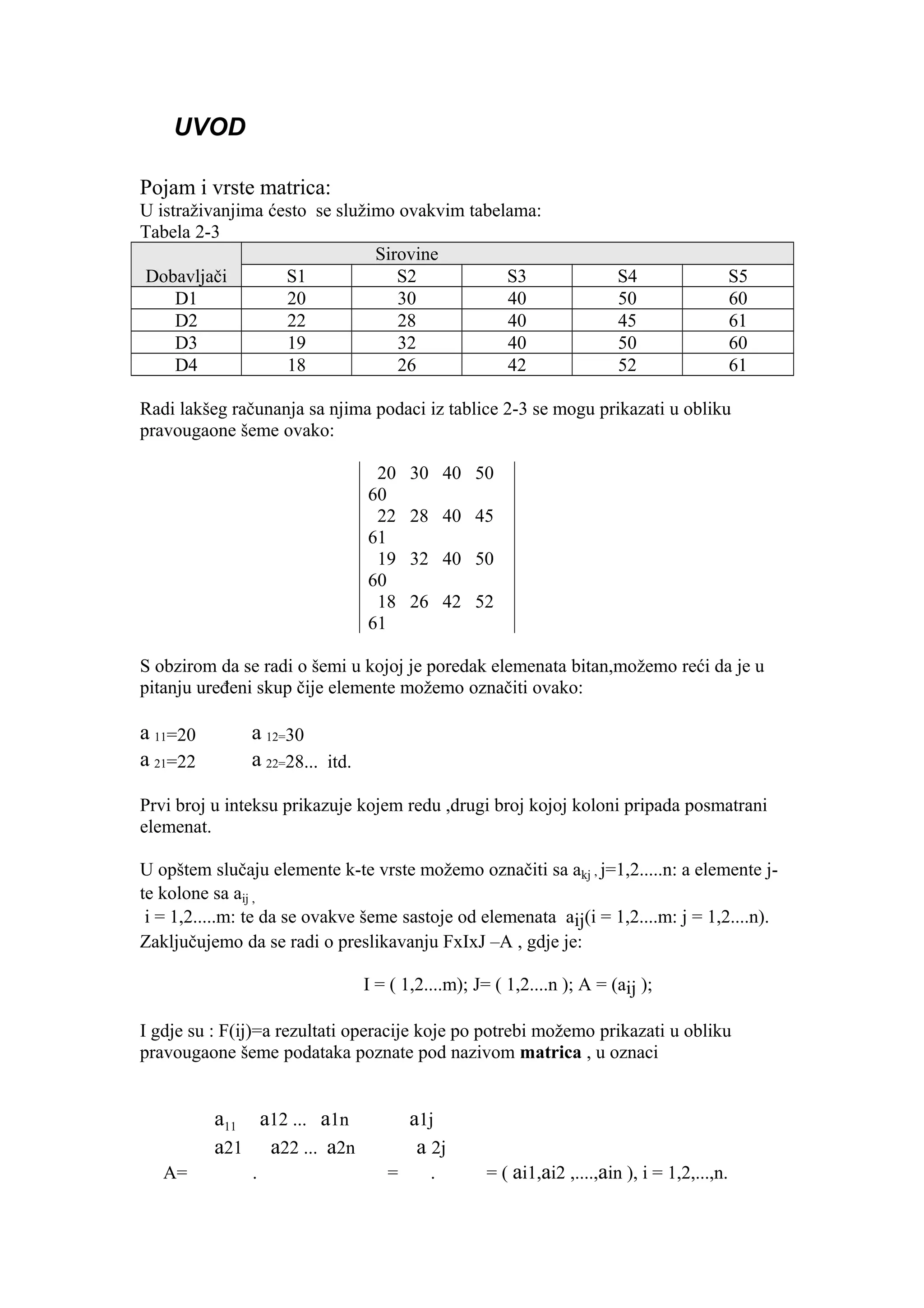Matrice i determinante poslovna matematika | DOC