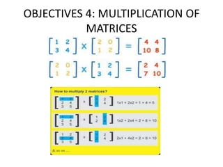 OBJECTIVES 4: MULTIPLICATION OF
           MATRICES
 