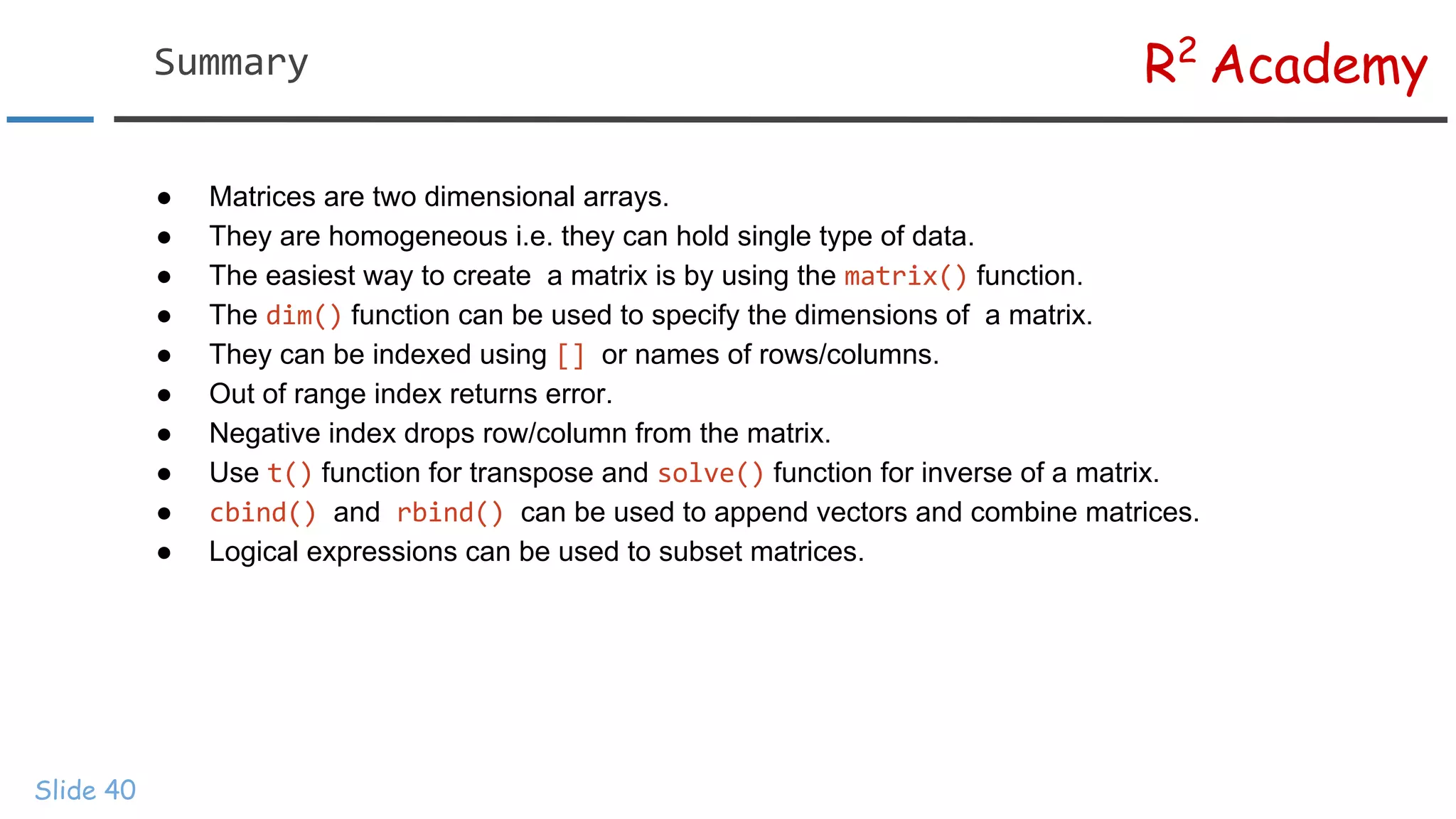 R Programming: Introduction to Matrices | PDF