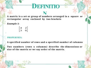 MATRICES CSEC MATHEMATICS SECTION TWO .. | PPTX