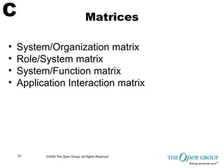 TOGAF Sample Matrices, Catalogs and Diagrams from the Open Group | PDF