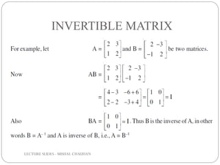 Invertrible Square Matrix Example MATRICES CLASS XII MODULE 2 | PDF
