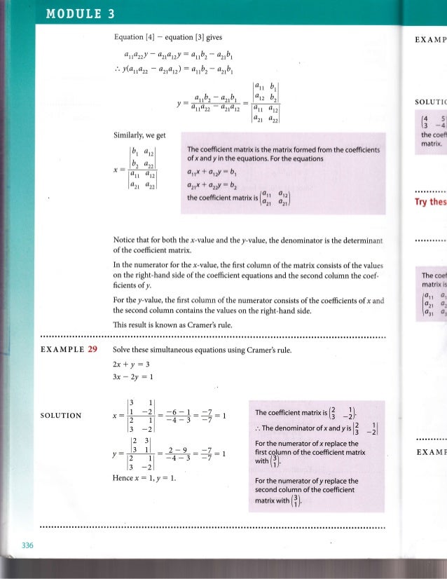 Matrices Cramer S Rule Matrices Cramer S Rule