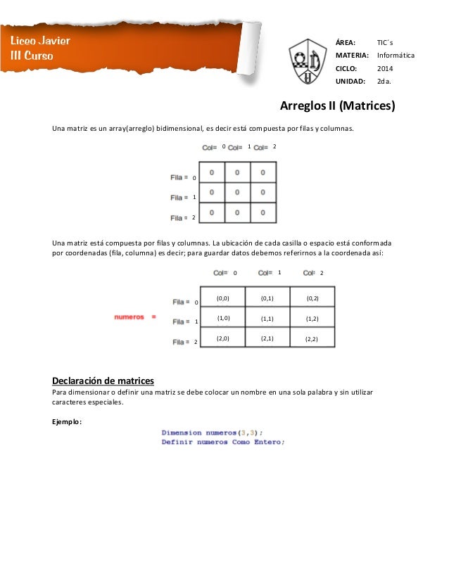 Matrices pseint