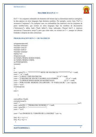 Matrices c++ | DOCX