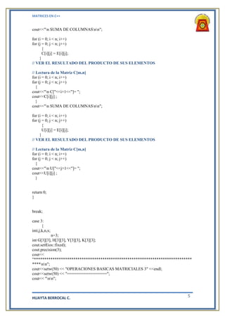 Matrices c++ | DOCX