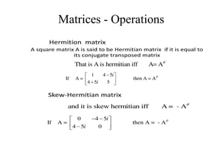 Matrices - Operations
 