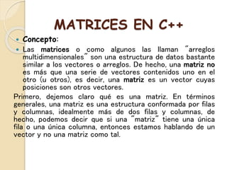 Matrices en c++ | PPTX