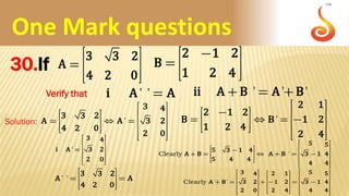 Matrices Questions & Answers | PDF