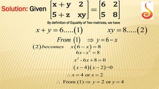 Matrices Problem Example With Answer Matrices Questions & Answers | PDF